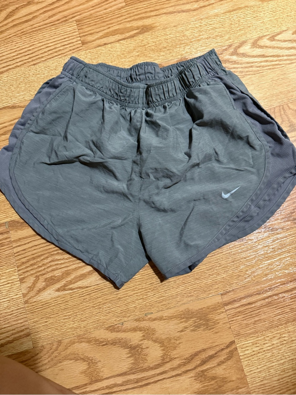 Nike Women's Charcoal Gray Athletic Shorts with Swoosh